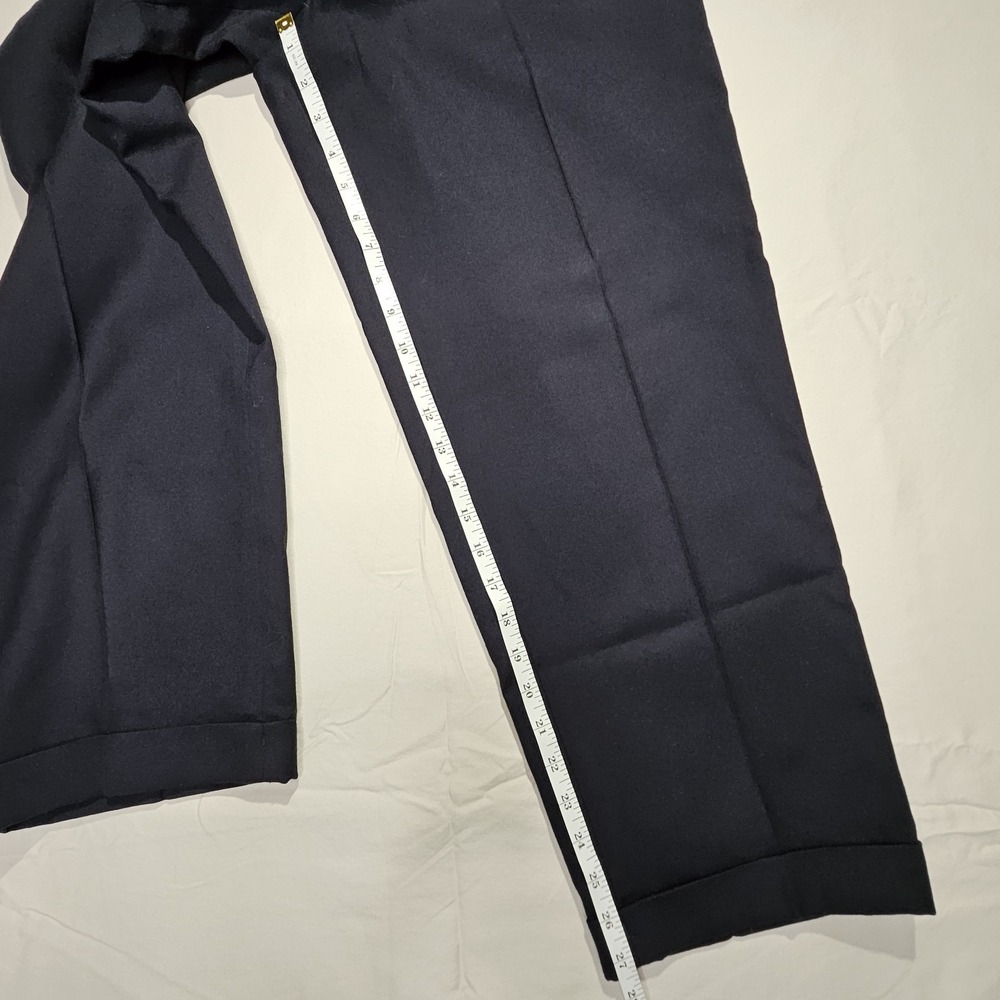 Vintage‎ Talbots Pure Wool Wide Leg Pants Womens 8 Navy Pleated Cuffed USA Made - Picture 3 of 9
